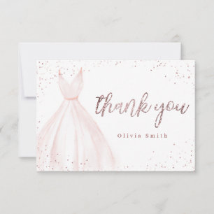 Carte De Remerciements Robe élégante rose gold scintillante rose pour qui