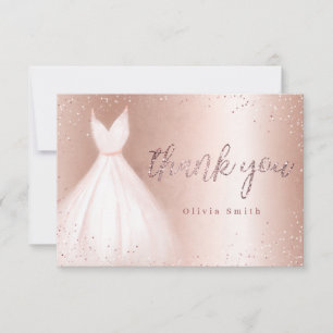 Carte De Remerciements Robe élégante rose gold scintillante rose pour qui