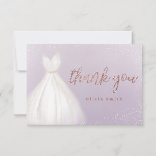 Carte De Remerciements Robe en or rose violet parties scintillant quincea