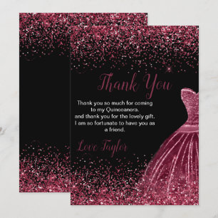 Carte De Remerciements Robe Fausse Paillette Violette Quinceanera
