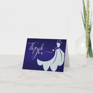 Carte De Remerciements Robe mariage sur bleu Cobalt | FÊTE DES MARIÉES