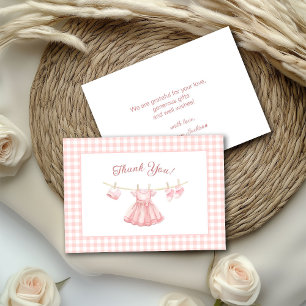Carte De Remerciements Robe Rose Suspendue Bébé Fille Remerciement Baby S