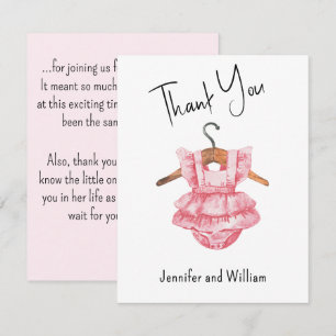Carte De Remerciements Robe vintage rose aquarelle Baby Shower