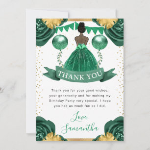 Carte De Remerciements Robes Vertes Fête d'anniversaire de Princesse à Pe