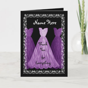 Carte De Remerciements Robes violettes Demoiselles d'honneur Mariage Merc