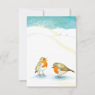Carte De Remerciements Robins rouges en hiver