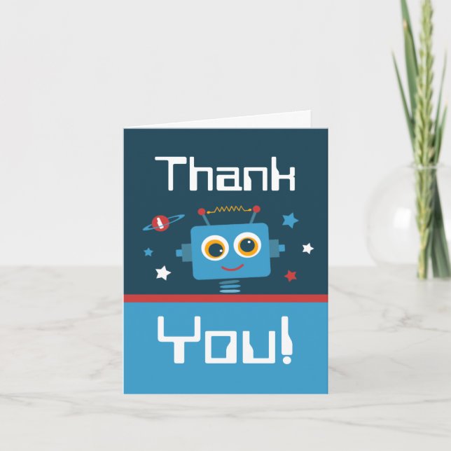 Carte De Remerciements Robot 1st Birthday Thank You notes (Devant)