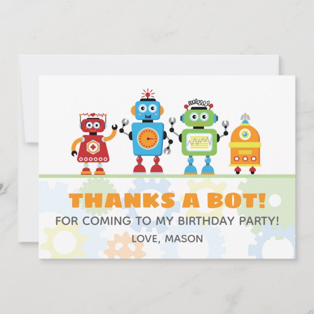Carte de remerciements robotique | Merci un bot ! (Devant)