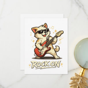 Carte De Remerciements Rock On Guitare Chien Drôle Musique Rock
