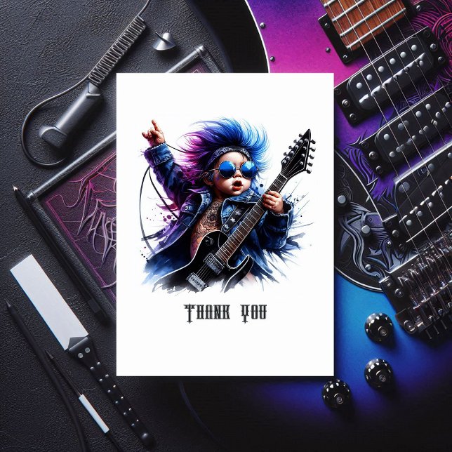 Carte De Remerciements Rock Star Baby Birthday (Rock Star Baby Birthday Thank You Card)