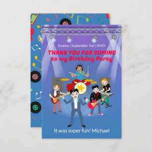 Carte De Remerciements Rock Star Boy Band Anniversaire
