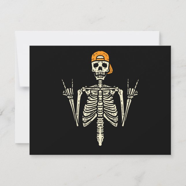 Carte De Remerciements Rocker Skeleton Cap Skater Cool Halloween Punk Roc (Devant)