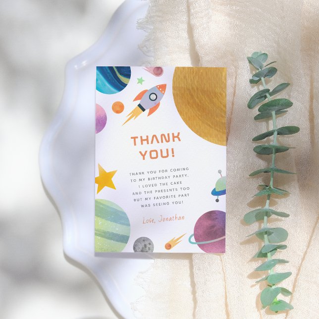 Carte De Remerciements Rocket Ship Space Boy Birthday (Créateur téléchargé)