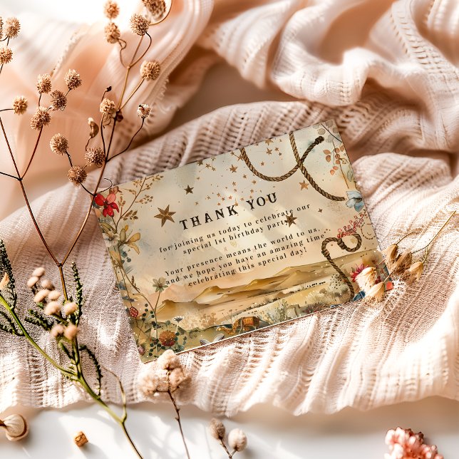 Carte De Remerciements Rodeo Boots & Cactus 1st Birthday (Créateur téléchargé)