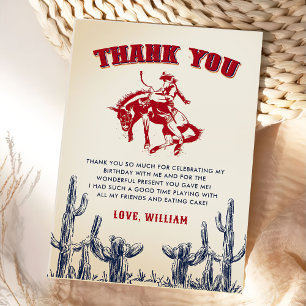 Carte De Remerciements Rodeo Western Cowboy Anniversaire