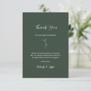 Carte De Remerciements ROE Dusky Green & White Simple Mariage