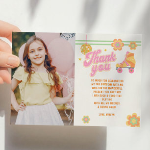 Carte De Remerciements Roll Girl Roller Skating Birthday Photo