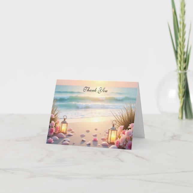 Carte De Remerciements Romance à Oceanside sous la lumière côtière (Devant)