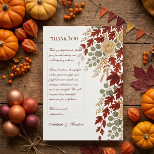 Carte De Remerciements Romance d'automne Bonheur d'automne Mariage Ivoi