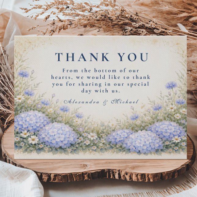 Carte De Remerciements Romantic Blue Hydrangea Wedding (Créateur téléchargé)