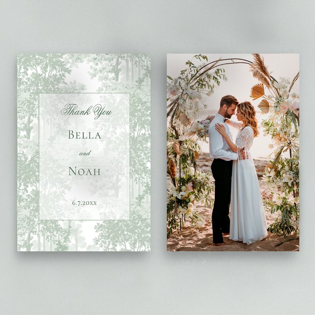 Carte De Remerciements Romantic Classic Sage Green Landscape Toile (Créateur téléchargé)