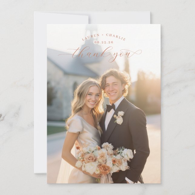 Carte De Remerciements Romantic Cream Elegant Photo (Devant)