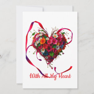 Carte De Remerciements Romantic Floral Heart