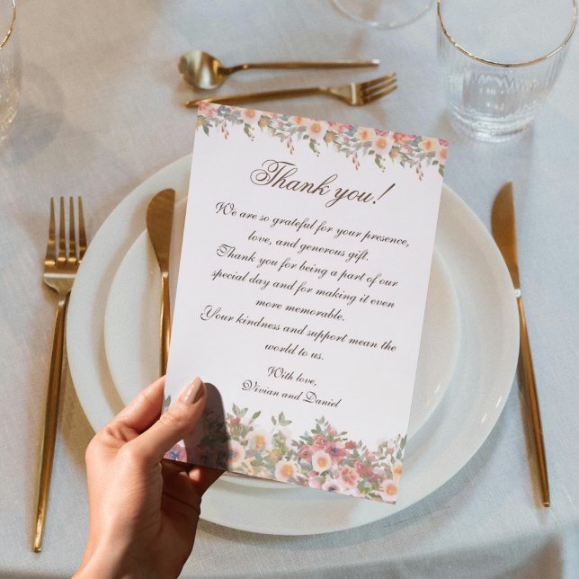 Carte De Remerciements Romantic Floral Wedding Thank You Card (Créateur téléchargé)