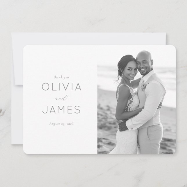 Carte De Remerciements Romantic Grayscale Beach Embrace (Devant)