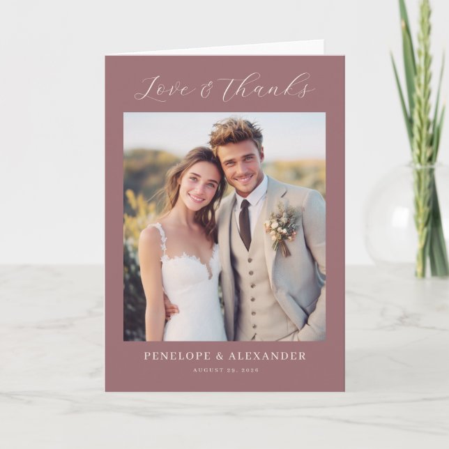 Carte De Remerciements Romantic Maroon Classic Photo (Devant)