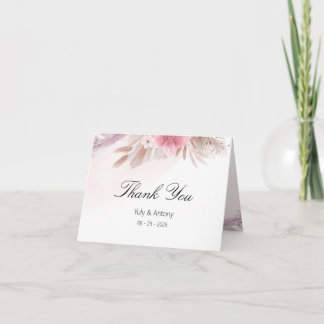 Carte De Remerciements Romantic Rose and Champagne Boho Chic Wedding