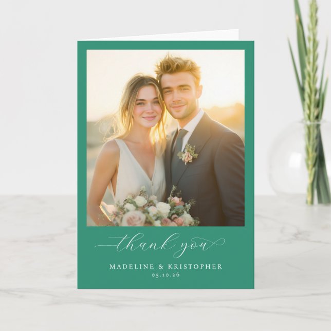 Carte De Remerciements Romantic Teal Photo (Devant)
