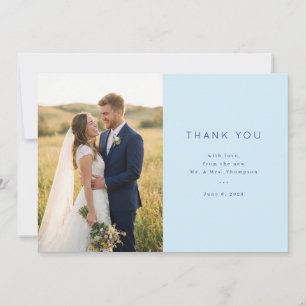 Carte De Remerciements Romantique Bleu Élégant Photo