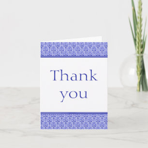 Carte de remerciements romantique Damas, Royal Blu