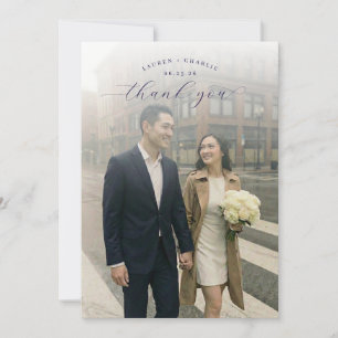 Carte De Remerciements Romantique Photo Beige Marine