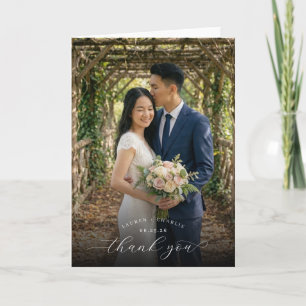 Carte De Remerciements Romantique Vert Blush Photo