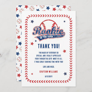 Carte De Remerciements Rookie de baseball de l'année 1er fête d'anniversa