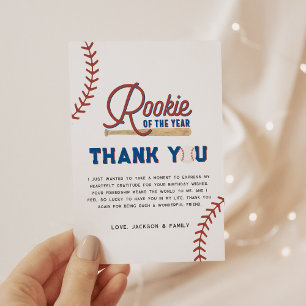Carte De Remerciements Rookie de l'année Baseball 1er Anniversaire Fête I