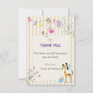 Carte De Remerciements Rosa ou Bleu Révélation du sexe Chien & Chat