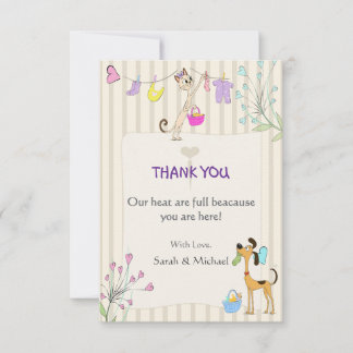 Carte De Remerciements Rosa ou Bleu Révélation du sexe Chien & Chat