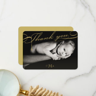 Carte De Remerciements Rosary Cross Monogram Scripted Photo religieuse