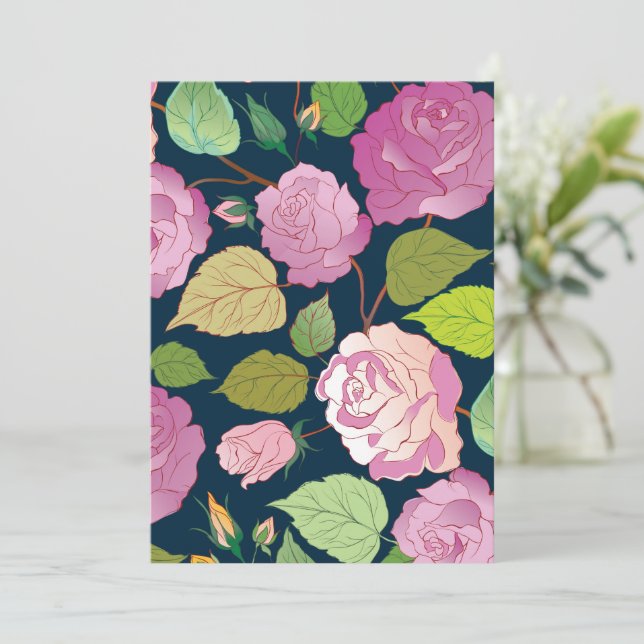 Carte De Remerciements Rose 16 (Debout devant)