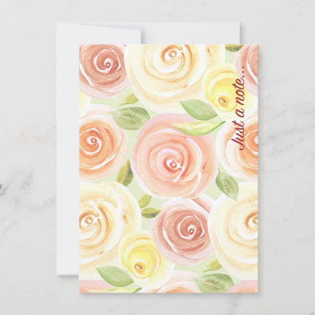 Carte De Remerciements Rose aquarelle juste une note (Devant)