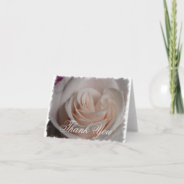 Carte De Remerciements Rose blanche (Devant)