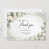 Rose blanche anglaise vert eucalyptus et or