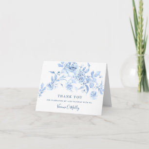 Carte De Remerciements Rose bleu Dusty Floral Photo à l'intérieur du 18e 