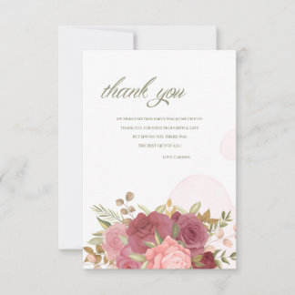 Carte de remerciements Rose Bouquet