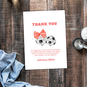 Carte De Remerciements Rose Corail Oh Bébé Arc Football Sport Baby Shower