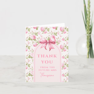 Carte De Remerciements Rose Cottage Rose avec Nœud Coquette Enterrement d