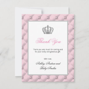 Carte De Remerciements Rose d'anniversaire de baby shower de princesse